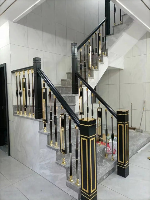 Hella Sturdy Square Deck Balusters And Stair Spindles Kit Featuring 37 Inch Adjustable Swivel Base on modern stairs.