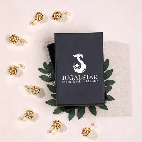 Sparkly Sequin Ball Stud Earrings For Women With 14K Gold Plated Sterling Silver Posts Delicate Woven Hollow Sphere Design in gift box