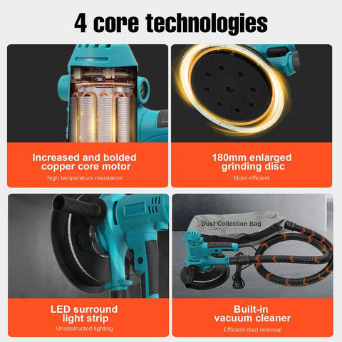 Variable Speed Handheld Electric Drywall Sander With Automatic Vacuum System And Dust Hose features core technologies.