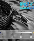 Pro Grade Single Lens Endoscope Camera With Light 1080P Borescope for Tight Spaces displaying IP67 waterproof feature