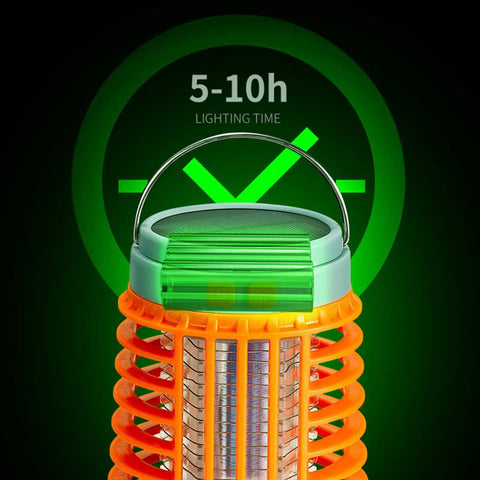 Top view of Solar Powered Outdoor Bug Zapper That Is Waterproof Portable And Rechargeable With USB Charging Your Go To Outdoor Gadget