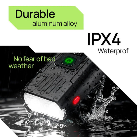 Front And Back Bike Light Kit R15 USB C Rechargeable Auto Brake Sensing 500 Lumen Waterproof Headlight in rain