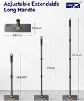 Grime Busting 3 In 1 Floor Scrub Brush With Adjustable Long Handle Heavy Duty Stiff Bristles Squeegee And Tweezers sizes shown
