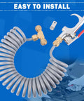 Heavy Duty Truck Air Blow Gun Kit With One Quarter Inch Eleven And A Half Foot Nylon Coil Hose Brass Fittings Lever Duster