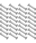 Heavy Duty M6 Wood Panel Connector Bolts 100 Piece Cabinet And Desk Fastener Kit with nuts. Silver bolts displayed in rows.