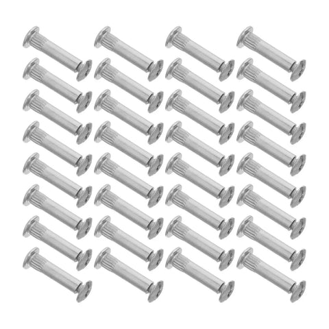 Heavy Duty M6 Wood Panel Connector Bolts 100 Piece Cabinet And Desk Fastener Kit with nuts. Silver bolts displayed in rows.