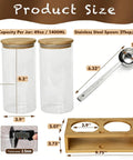 Two 49oz Airtight Glass Coffee Canisters With Bamboo Shelf, Stainless Spoon And Anti Slip Pads For Storage Jars For Coffee Bar