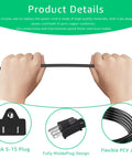 Heavy Duty Replacement Power Cord For Electric Circular Saws Featuring Pure Copper Conductors And Durable Synthetic Jacket with hands holding the cable.