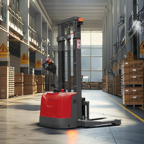 Heavy Duty Electric Pallet Stacker Delivering 3300 Lbs Capacity And 118 Inch Lift Height For Tight Warehouses With No Sweat Maneuvering in warehouse