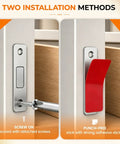 Two installation methods for Ultra Thin Magnetic Cabinet Door Catch 16 Pack Slim Self Adhesive Drawer Latch for Cabinets Drawers and Closets