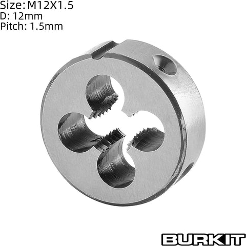 Metric M12 X 1.5 Round Threading Die for External Threads, 12mm Cutting Diameter, 1.5 Pitch in Alloy Tool Steel