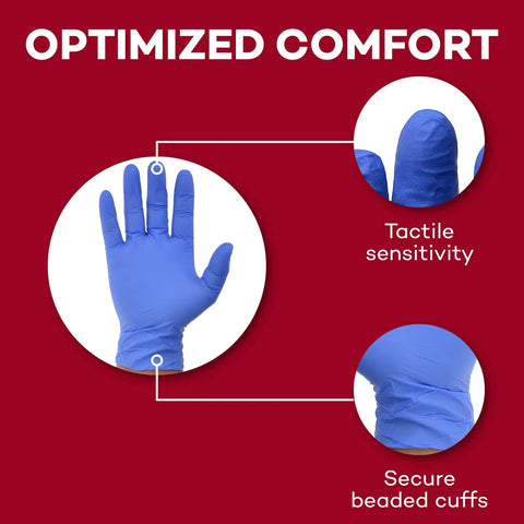 Premium Nitrile Exam Gloves Small Pack 200 Count Ambidextrous Beaded Cuffs Latex Free Powder Free Disposable Medical Use Comfortable Fit