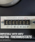 Thermostat wiring terminal for Ceiling Mounted Forced Air Unit Heater With 50000 Btu Dual Fuel Propane Natural Gas.