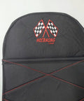 Red Go Kart Seat Pad With 1/2 Inch Foam For Adult Size Seats, Velcro Backed Installation, Black with Red Stitching Detail
