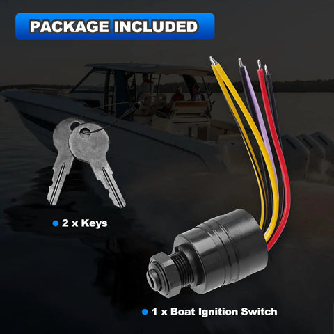 Package includes Mercury Outboard Ignition Switch With 2 Keys And 6 Wire Connectors Push Button Start With Choke Replacement Part