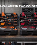 330 Piece Home Repair Tool Kit With Pull Out Drawer For Easy Access Carbon And Cr V Steel Tools in orange and red toolboxes