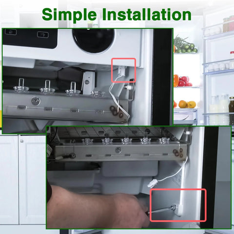 Ice maker bin temperature sensor/thermistor replacement for Whirlpool/Kenmore/KitchenAid fridges; RUHUALIFE, installed