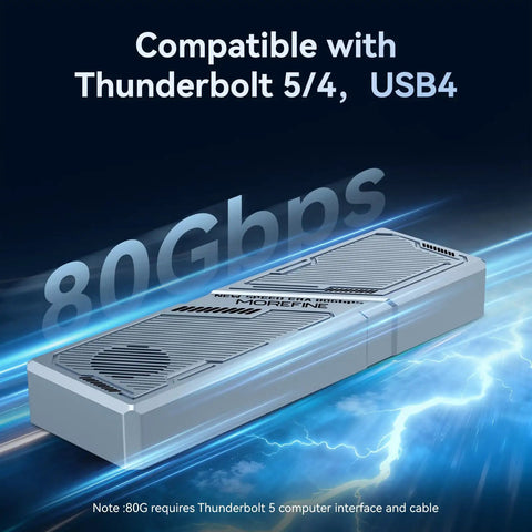 Smooth Operator M2 Nvme Ssd Enclosure With Built In Cooling Fan Delivers Blazing Fast Thunderbolt 5 Speeds Up To Eighty Gbps, showcasing sleek design.