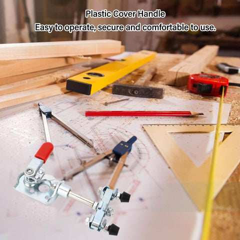40kg Quick Release Toggle Clamp With Left Right Operation for woodworking with non-slip plastic handle on workbench