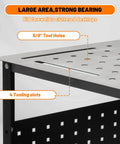 Close-up of Heavy Duty Welding Table 36x24 Inch Portable Carbon Steel Workbench with perforated top and tooling slots.