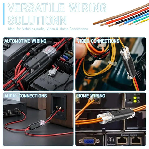 Dual Wire Plug In Connectors With Buckle Terminal Block Waterproof Cable Clamps for quick installation in various wiring setups.
