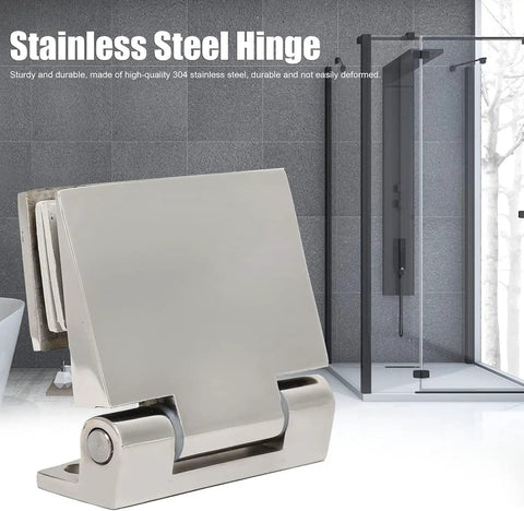 Top Shelf Heavy Duty Frameless Glass Door Hinges Constructed From Premium Corrosion Resistant 304 Stainless Steel for bathroom installation.
