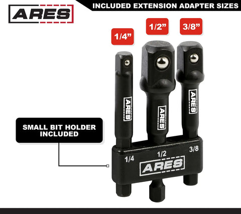 Impact Grade Socket Adapter Set Turns Your Impact Drill Driver Into A High Speed Socket Driver With Three Size Adapters and Holder