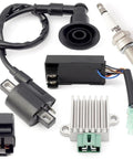 5 Pack Ignition Coil Kit Replacement For Sportsman 90 Quad ATV With Voltage Regulator Rectifier, Starter Relay, Solenoid And Spark Plug