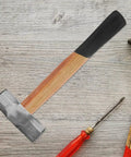 Wooden Hammer Handle Replacement With Ergonomic Grippable Design For Masonry And Square Head Hammers, shown with screwdriver