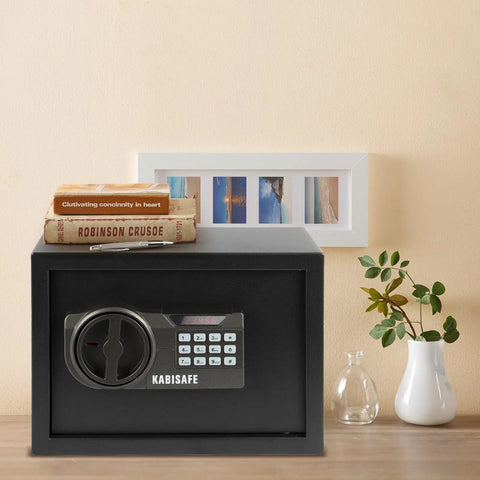 Heavy Duty Cabinet Safe Box With Lock Black Compact Home Safe For Cash And Valuables Small Safe For Home Security Ideal Cash Box