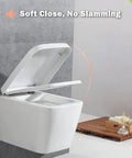 White Soft Close Toilet Seat Featuring Quick Release And Adjustable Top Mount Hinges smooth lid partially open, wall-mounted design.
