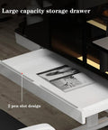 Straight Up Solid Manual Height Adjustable Standing Desk With Smooth Glide Lift Handle And Spacious Storage Drawer, large capacity drawer view.