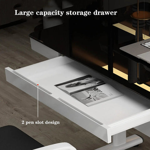 Straight Up Solid Manual Height Adjustable Standing Desk With Smooth Glide Lift Handle And Spacious Storage Drawer, large capacity drawer view.