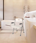 Easy Fold Shower Chair For Seniors And Disabled, Adjustable Height Bath Seat With Grab Handle in modern bathroom