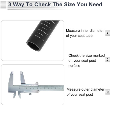 Instructions for checking size of Universal Bike Seat Post 300Mm Long 22.2Mm Diameter Lightweight Matte Black Carbon Fiber