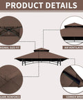 5x8 Ft Grill Gazebo Replacement Cover All Weather Waterproof Brown Canopy Top Fits L GG001PST F L GG001PST H L GG001PST F2 Models