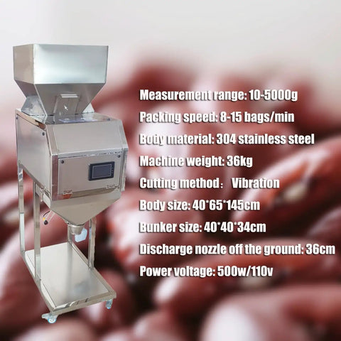 Rock Solid Automatic Filling Machine For Powders And Particles 10 To 5000G With Auto Vibration Hopper Built Heavy Duty For Grains Seeds And Fertilizers 110V Power Straight Up Reliable Packing Rig That Will Streamline Your Everyday Workflow