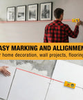 Slick Little Laser Level Tool With LED Illumination, 30 Ft Range, Pocket Sized Magnetic Spirit Level For 90 Degree And 180 Degree Angles, One Hand Use, Lightweight ABS Housing For Clear Visibility In Low Light, measuring wall and tile alignment
