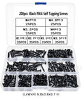 All In One Self Tapping Screw Set With 8 Sizes M2.9 To M4.8 And Washer Head Carbon Steel Screws For Auto Body, Sheet Metal, Furniture, And DIY Repairs 200 Pcs Beefy Heavy Duty Kit in organizer