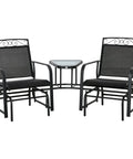 Two-Seat Outdoor Glider Chair Set With Coffee Table For Patio And Backyard, Breathable Sling Seats For Porch Or Garden