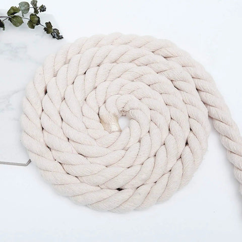 100 Percent Cotton Craft Rope Half Inch By 50 Feet Natural Beige For DIY Crafts Decor Garden Wedding Hanging Baskets Soft Yet Strong Eco Friendly Twine Cord coiled on white background.