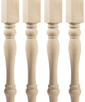 Chunky Farmhouse Wood Table Legs Set Of 4 Three Point Five Inch Square Unfinished Turned Solid Wood Replacement Legs