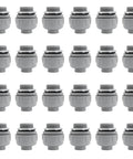 1 Inch Liquid Tight PVC Conduit Connector Pack Straight To 180 Degree Non-Metallic Electrical Fittings UL Listed For Flexible Conduit Weatherproof Wire Guard 24 Pack, 24 gray connectors