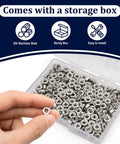 Hand holding 300 Pcs M4 Hex Nuts Stainless Steel 304 A2 70 Coarse Thread Hexagon Nuts For Hardware Projects And Repairs, Rustproof, Durable.