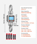Heavy Duty Digital Crane Scale With 6600 Lbs Max Capacity And Rock Solid Cast Aluminum Case, dimensions and features overview.