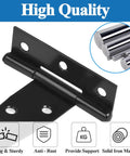 Close-up of 3 Inch Barn Door Hinges 8 Pack Black T Hinges 6Hole 270 Open Angle with high-quality iron material
