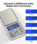 Compact Digital Pocket Scale With 500G Capacity And 0.01G Precision In A Stainless Steel Panel Easy To Read LCD Display