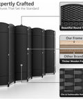8 Panel Black Room Divider With Double Hinged Panels, 6 Ft Tall Folding Privacy Screen showcasing crafting details and material