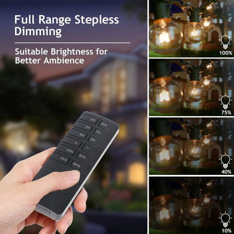 Outdoor Dimmer Switch For String Lights With Remote Control No Fuss Easy Setup Plug In Dimmable Light Timer Waterproof
