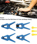 Hand using Pro Grade Fluid Line Stopper Set 7 Piece Plugs Kit for Brake Lines Fuel Rails AC Hoses and Banjo Fittings in vehicle